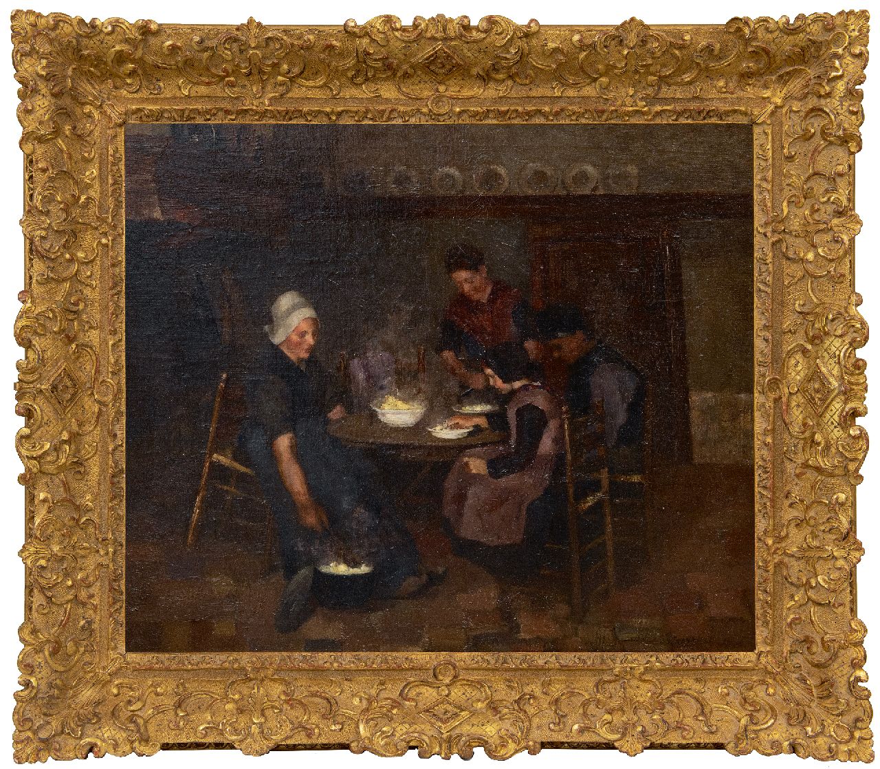 Frankfort E.  | Eduard Frankfort | Gemälde zum Verkauf angeboten | Essenszeit, Öl auf Leinwand 49,2 x 59,1 cm, Unterzeichnet u.r.