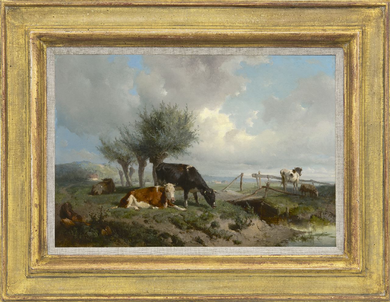 Mauve A.  | Anthonij 'Anton' Mauve, Vieh am Gestade, bei Oosterbeek, Öl auf Holz 30,3 x 43,9 cm, Unterzeichnet u.r. und datiert 1866