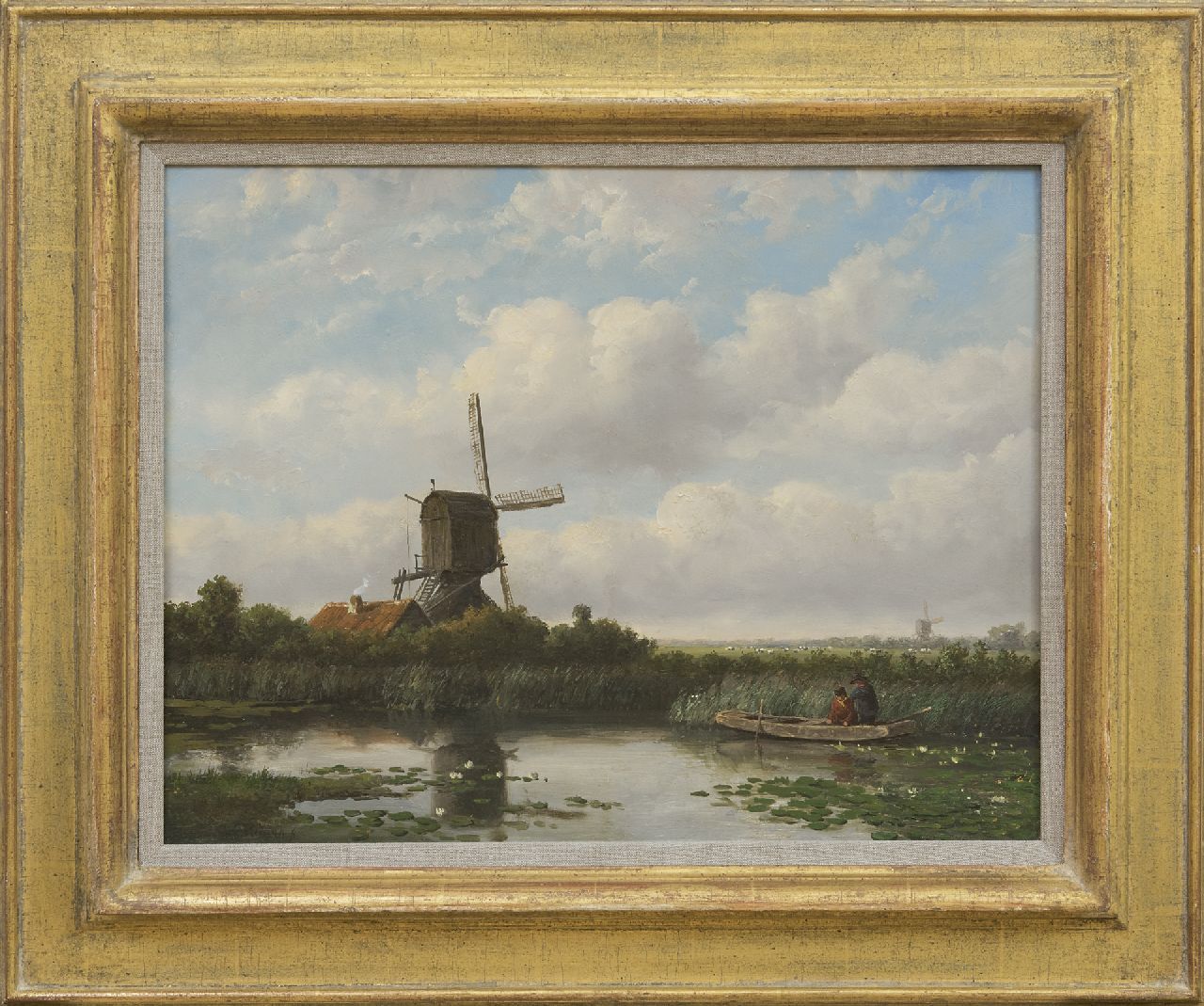 Wisselingh J.P. van | Johannes Pieter van Wisselingh, Holländische Landschaft mit Windmühle, Öl auf Holz 34,6 x 44,9 cm, Unterzeichnet u.l.