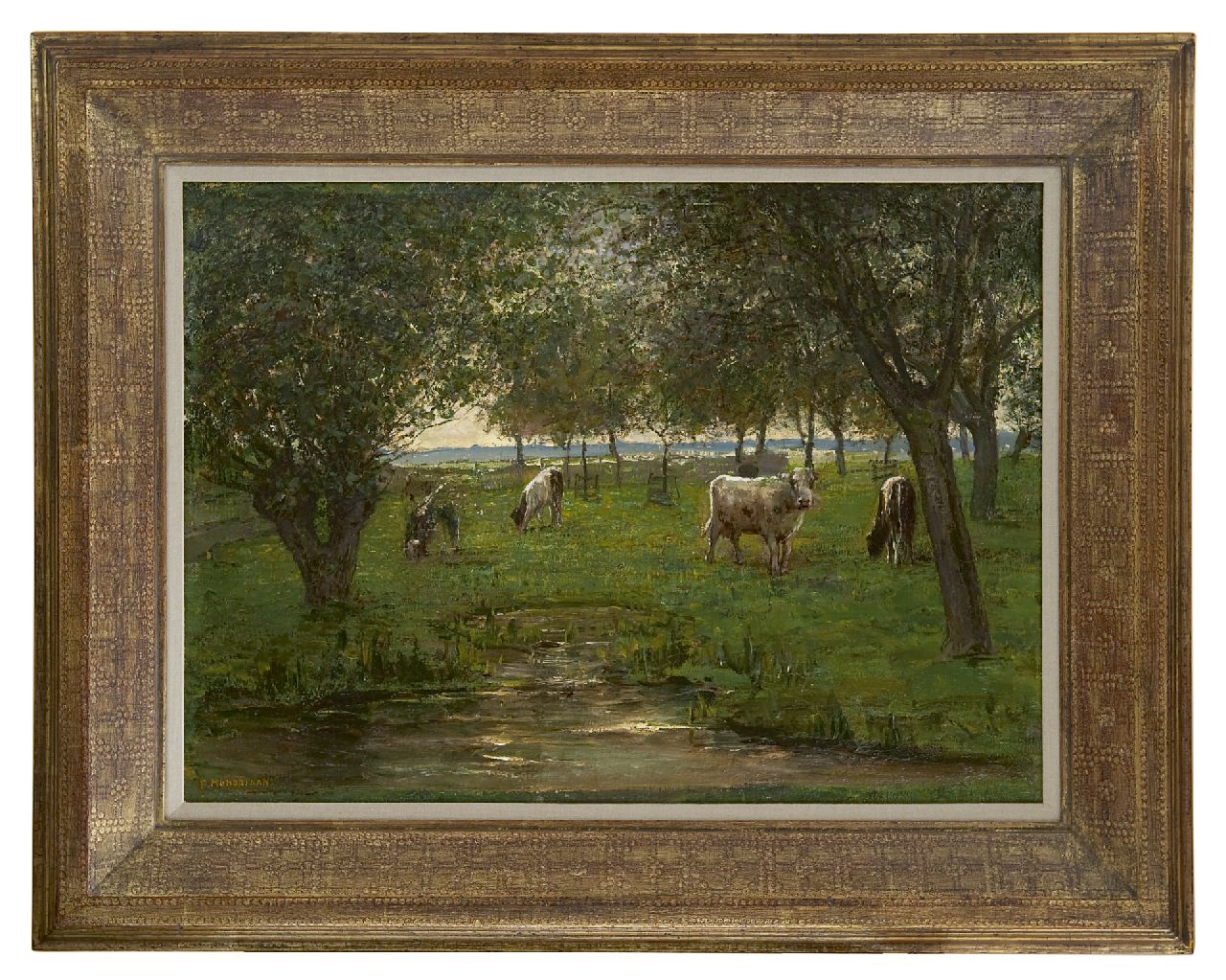 Mondriaan P.C.  | Pieter Cornelis 'Piet' Mondriaan, 'Weidende Kälbchen ', Öl auf Leinwand 50,2 x 69,3 cm, Unterzeichnet l.u. und zu datieren 1902-1903