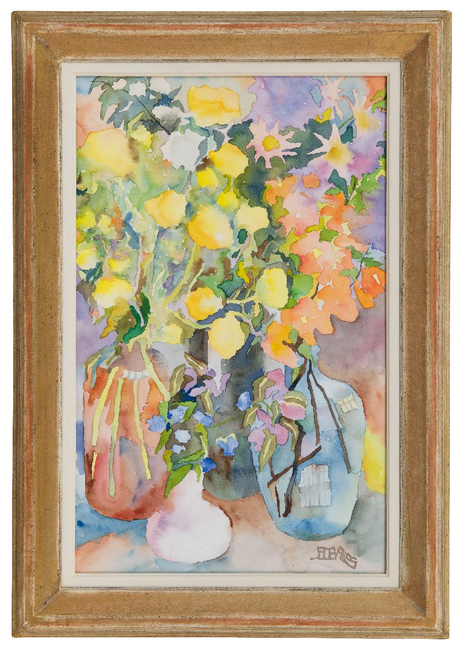 Vries J.S. de | Jacob Sybout 'Jaap' de Vries | Aquarelle und Zeichnungen zum Verkauf angeboten | Blumen, Aquarell auf Papier 50,5 x 32,5 cm, Unterzeichnet u.r. mit Monogramm und zu datieren um die 60er Jahre