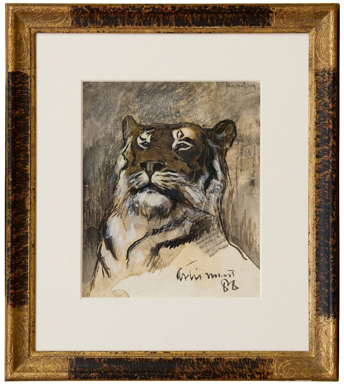 Essen J.C. van | Johannes Cornelis 'Jan' van Essen, Tiger in Artis Tiergarten, Amsterdam, Aquarell auf Papier 25,5 x 20,9 cm, Unterzeichnet o.r. und datiert März '88