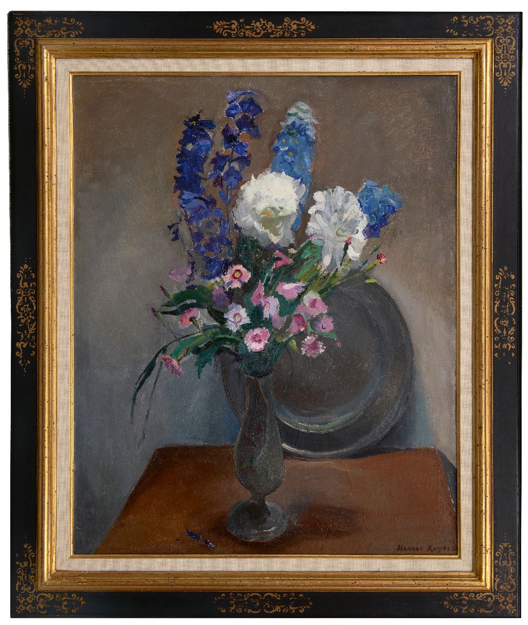 Kuijten H.J.  | Henricus Johannes 'Harrie' Kuijten | Gemälde zum Verkauf angeboten | Zinnvase mit Sommerblumen, Öl auf Leinwand 82,6 x 65,5 cm, Unterzeichnet u.r.
