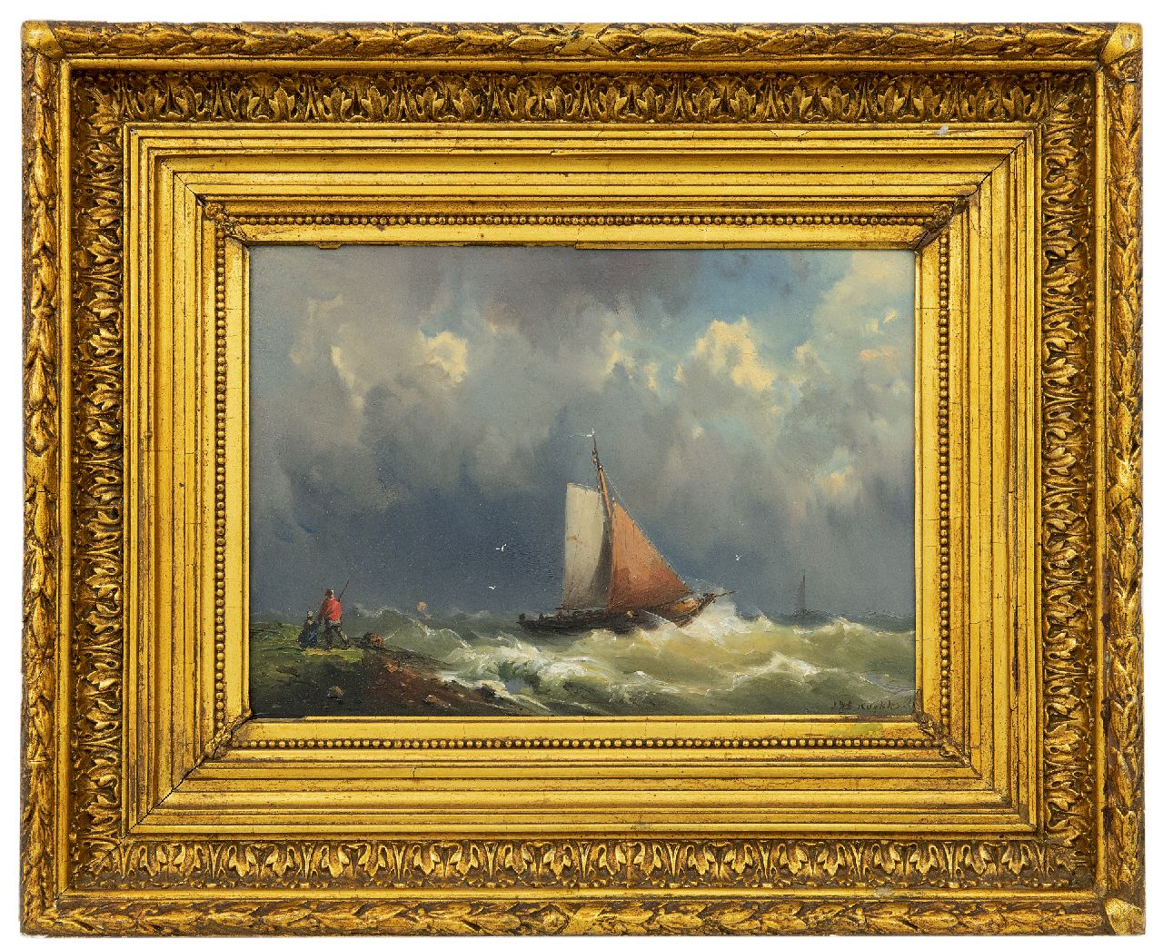 Koekkoek J.H.B.  | Johannes Hermanus Barend 'Jan H.B.' Koekkoek, Segelschiffe auf roher See, Öl auf Holz 23,1 x 32,7 cm, Unterzeichnet u.r.