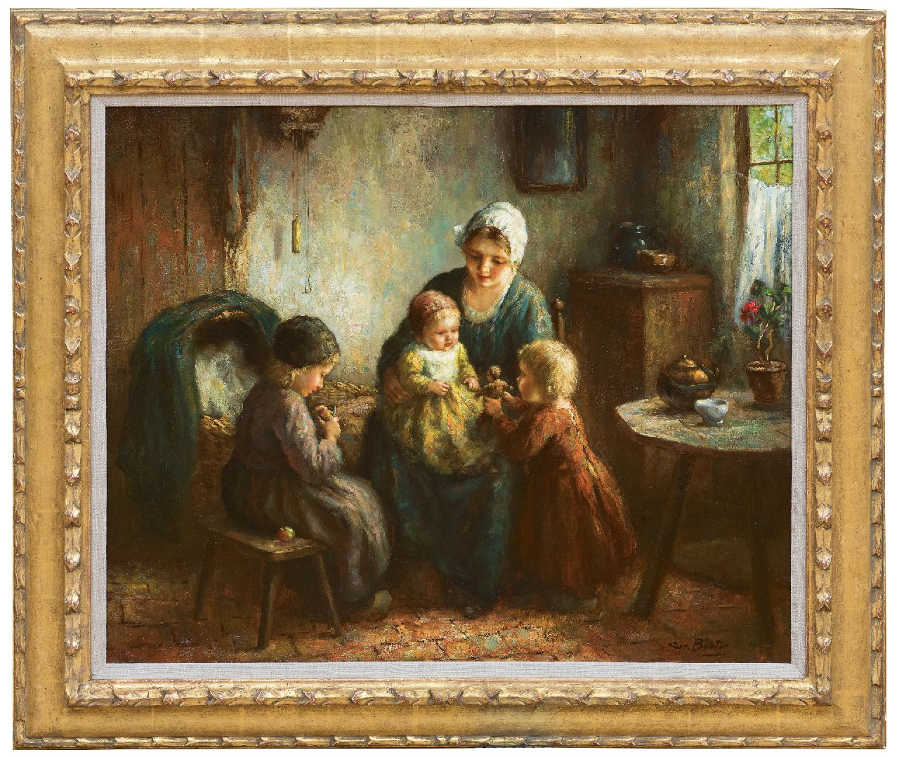 Bouter C.W.  | Cornelis Wouter 'Cor' Bouter, Junge Mutter mit ihre Kindern, Öl auf Leinwand 50,8 x 60,5 cm, Unterzeichnet u.r.