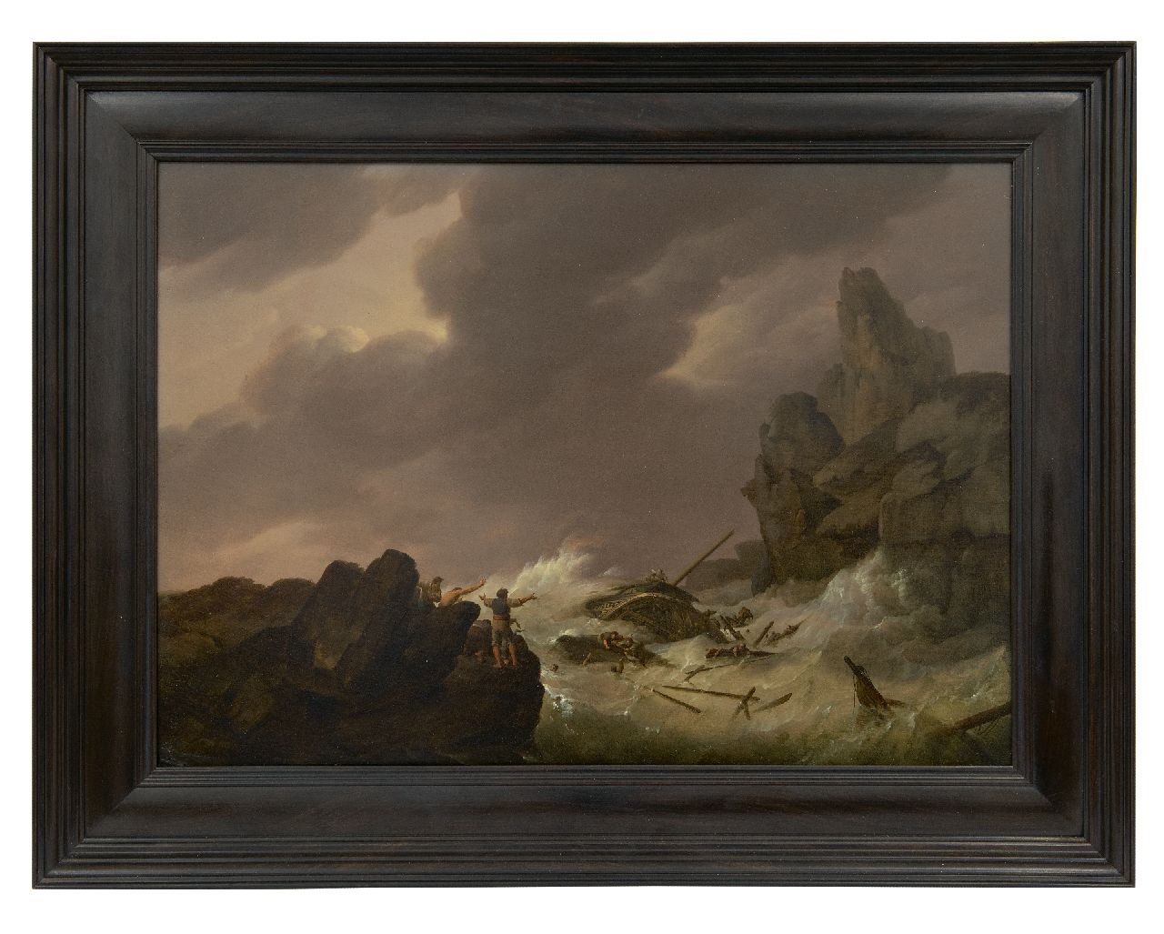 Koekkoek J.H.  | Johannes Hermanus Koekkoek, Schiffbruch vor der Küste, Öl auf Holz 34,1 x 47,7 cm, Unterzeichnet M.u. und zu datieren um 1810