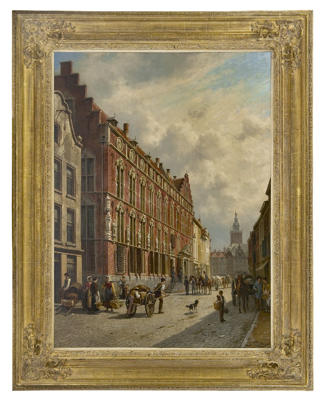 Carabain J.F.J.  | 'Jacques' François Joseph Carabain, Blick auf das Stadthaus von Nimwegen, Öl auf Leinwand 106,0 x 77,3 cm, Unterzeichnet r.u. und datiert auf Spierahmen 1885