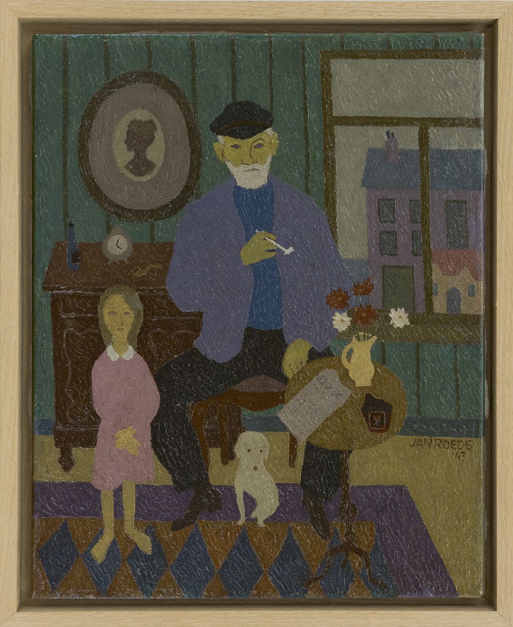 Roëde J.  | Jan Roëde | Gemälde zum Verkauf angeboten | Grossvater und Enkeltochter, Öl auf Leinwand 50,5 x 40,4 cm, Unterzeichnet u.r. und datiert '43