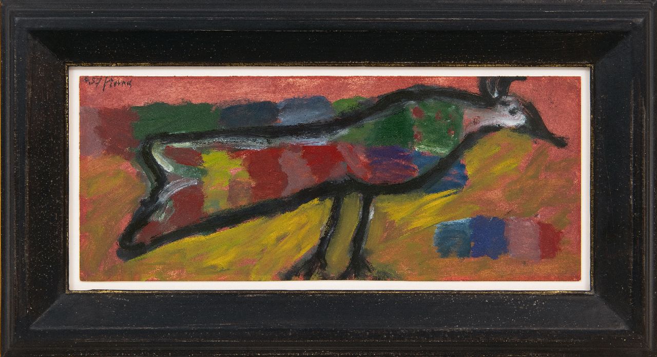 Brands E.A.M.  | Eugenius Antonius Maria 'Eugène' Brands | Gemälde zum Verkauf angeboten | Vogel, Öl auf Papier 15,0 x 37,0 cm, Unterzeichnet o.l. und datiert 4.57