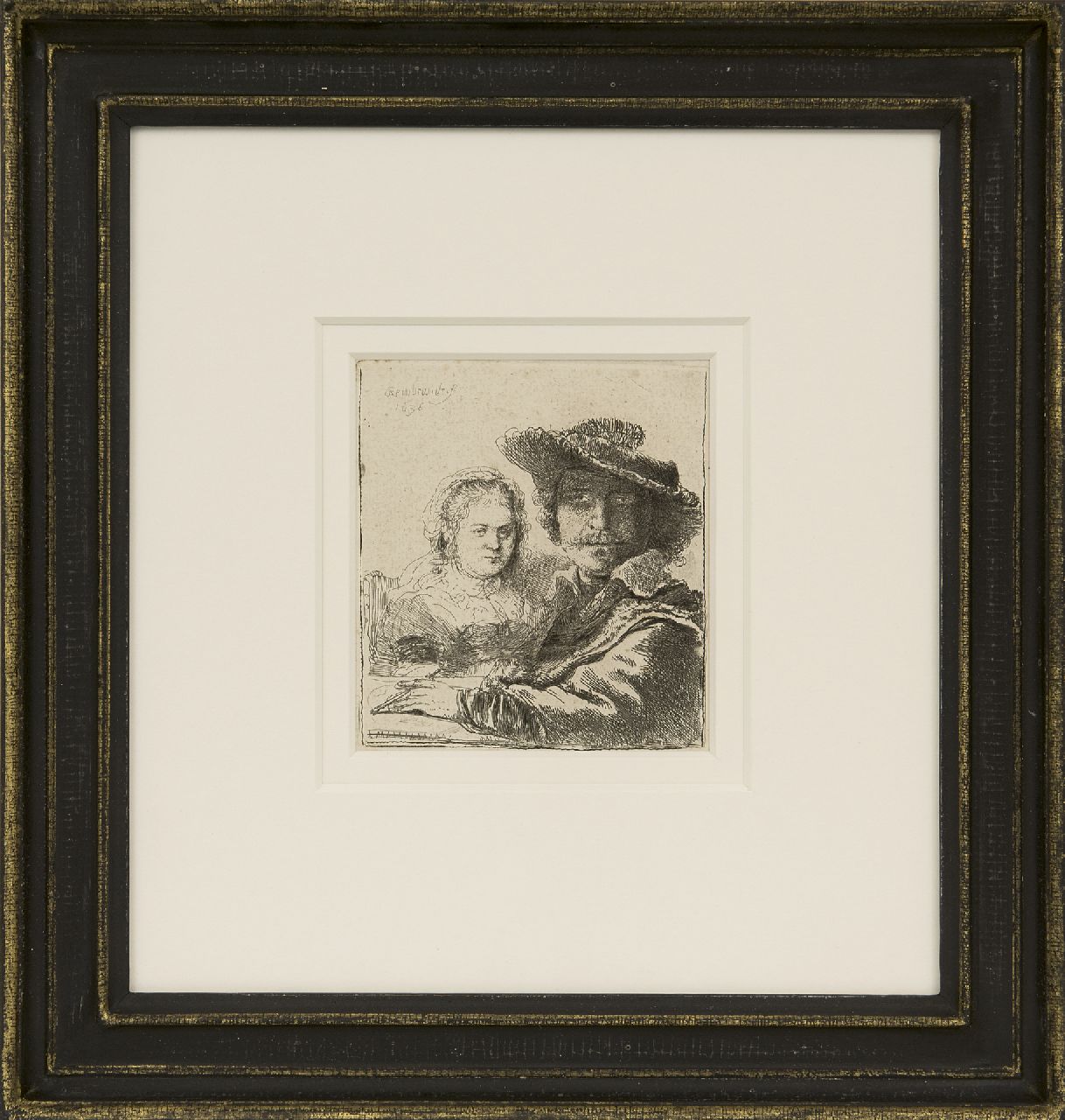 Rembrandt (Rembrandt Harmensz. van Rijn)   | Rembrandt (Rembrandt Harmensz. van Rijn), Selbstbildnis mit Saskia, Radierung auf Papier 10,5 x 9,4 cm, Unterzeichnet o.l. in der Platte und datiert 1636 in der Platte