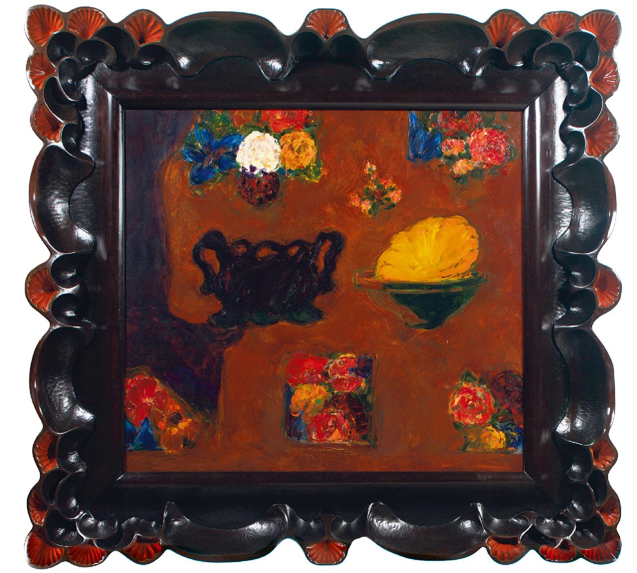 Hoek H. van | Hans van Hoek | Gemälde zum Verkauf angeboten | Bowl within a bowl, Öl auf Leinwand 145,0 x 145,0 cm, Unterzeichnet Im Verso und Im Verso datiert '95-97