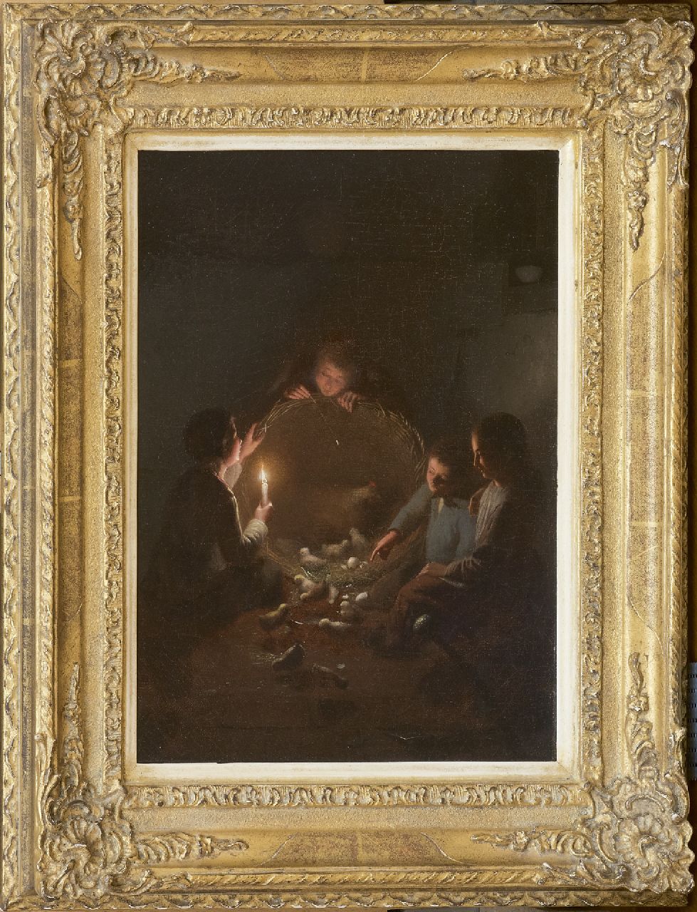 Rosierse J.  | Johannes Rosierse, Ein kleines Wunder bei Kerzenlicht, Öl auf Leinwand 36,0 x 27,3 cm, Unterzeichnet u.r.