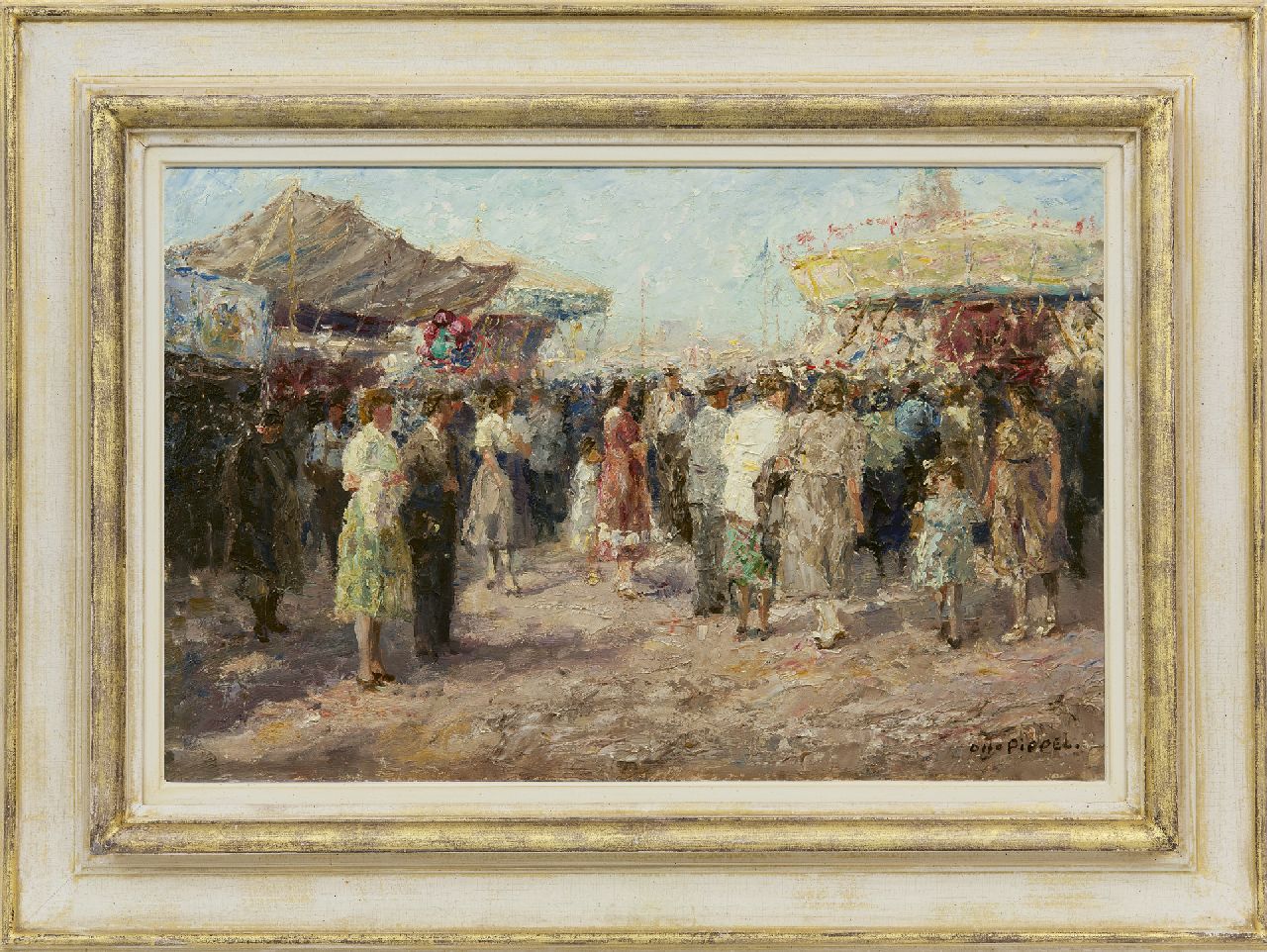 Pippel O.E.  | 'Otto' Eduard Pippel, Auf der Kirmes, Öl auf Holz 33,8 x 51,6 cm, Unterzeichnet u.r.