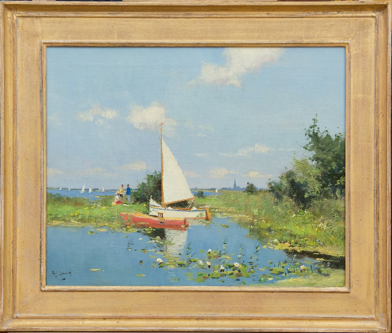 Zwart A.J.  | Adrianus Johannes 'Arie' Zwart, An den Nieuwkoopse Plassen, Öl auf Leinwand 40,3 x 50,0 cm, Unterzeichnet u.l.