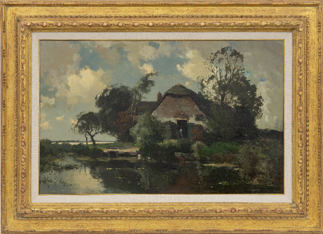 Driesten A.J. van | Arend Jan van Driesten, Bauernhof am Wasser, Öl auf Holz 39,8 x 64,1 cm, Unterzeichnet u.r.
