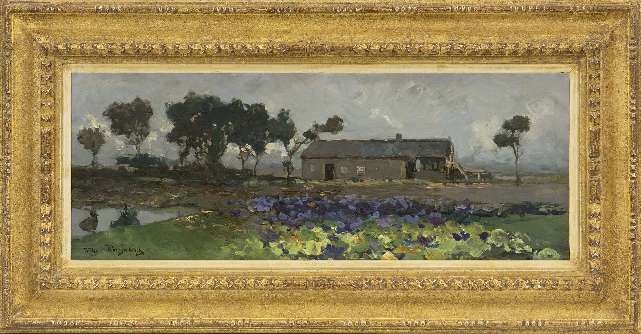 Weissenbruch W.J.  | 'Willem' Johannes Weissenbruch, Landschaft mit Kohlkopffeld, Öl auf Leinwand 21,5 x 56,4 cm, Unterzeichnet u.l.