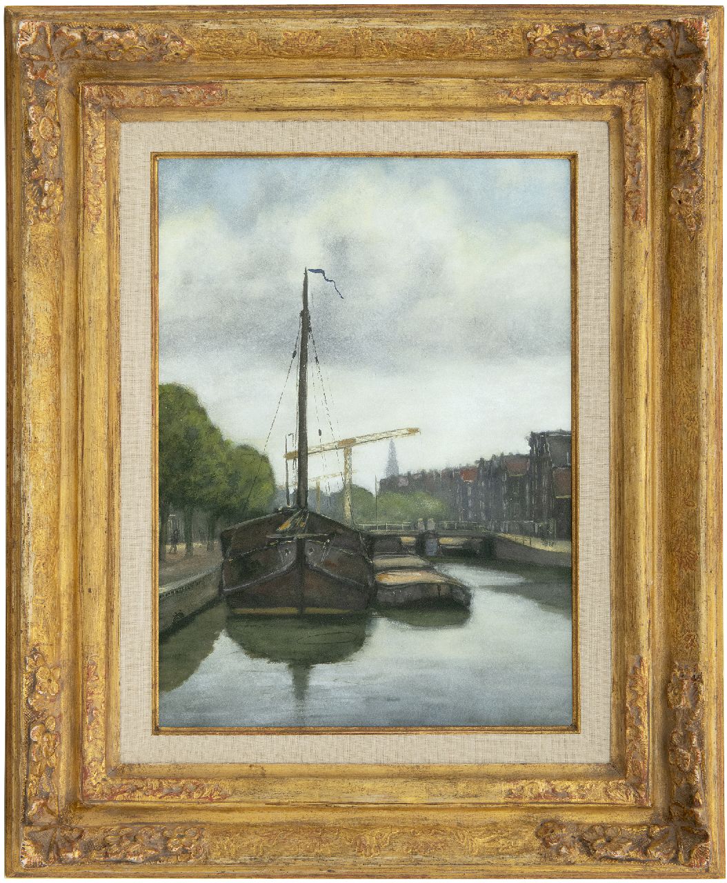 Haaren D.J. van | 'Dirk' Johannes van Haaren | Aquarelle und Zeichnungen zum Verkauf angeboten | Die Brouwersgracht, Amsterdam, Gouache auf Papier 40,5 x 29,8 cm, Unterzeichnet m.l. und datiert '05