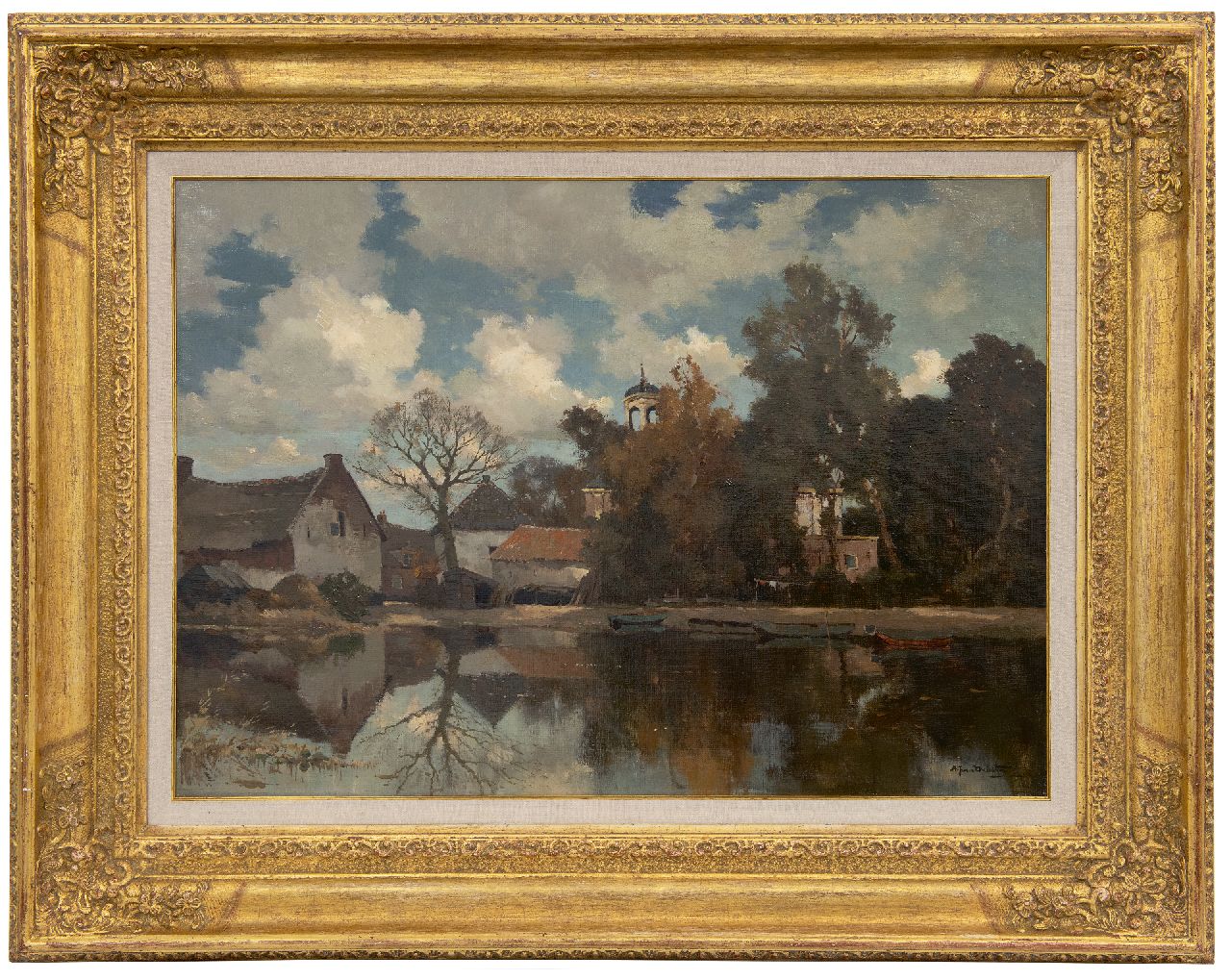 Driesten A.J. van | Arend Jan van Driesten | Gemälde zum Verkauf angeboten | Dorf am Wasser, Öl auf Leinwand 50,5 x 70,0 cm, Unterzeichnet u.r.