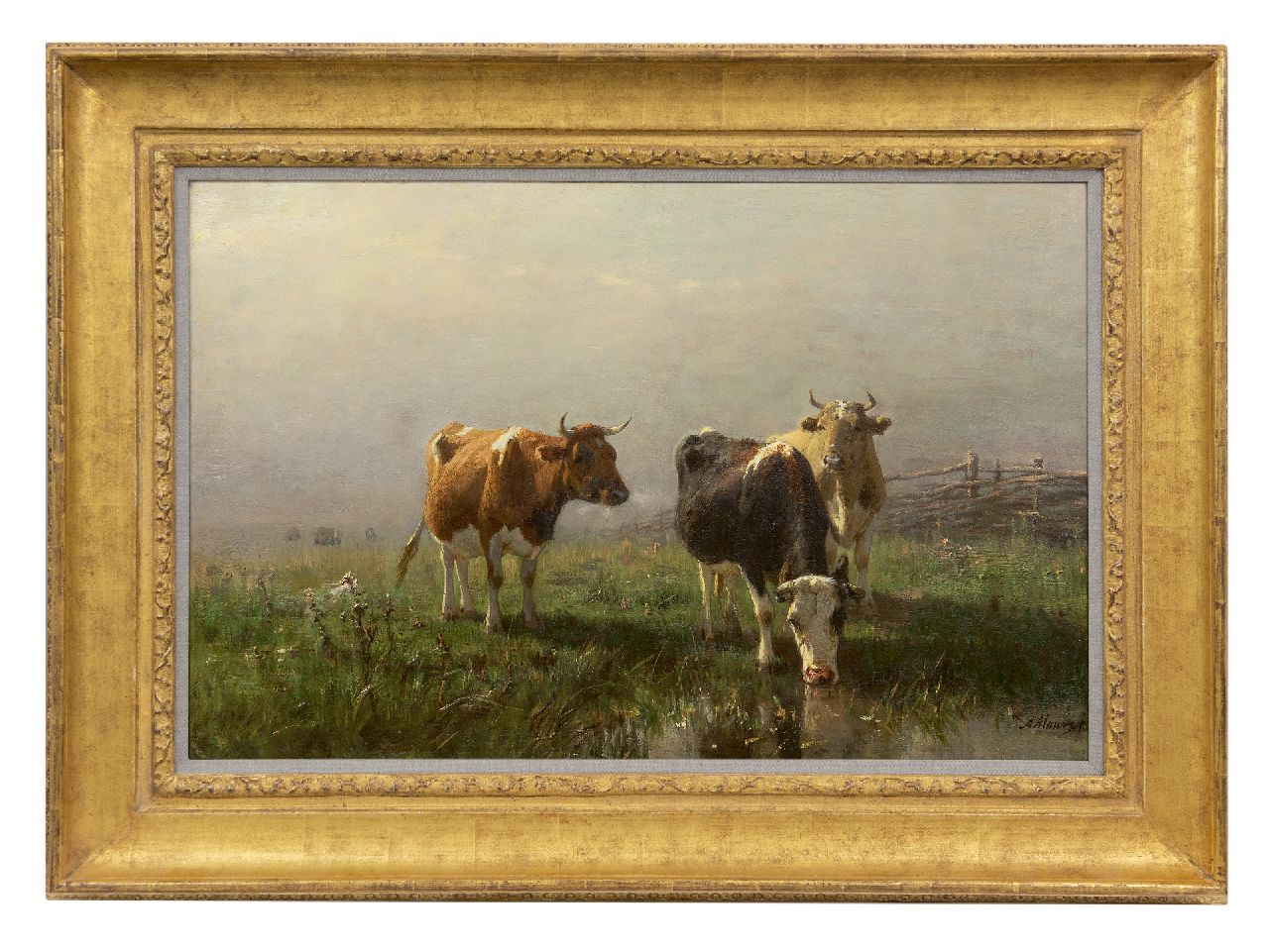 Mauve A.  | Anthonij 'Anton' Mauve, Kühe auf der Wiese, Öl auf Leinwand 54,1 x 83,3 cm, Unterzeichnet u.r.