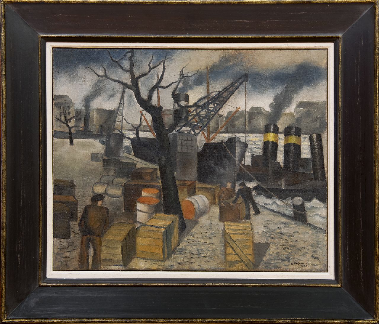 Bosma W.  | Willem 'Wim' Bosma, Im Hafen, Öl auf Leinwand 45,2 x 55,4 cm, Unterzeichnet u.r. und datiert 1930
