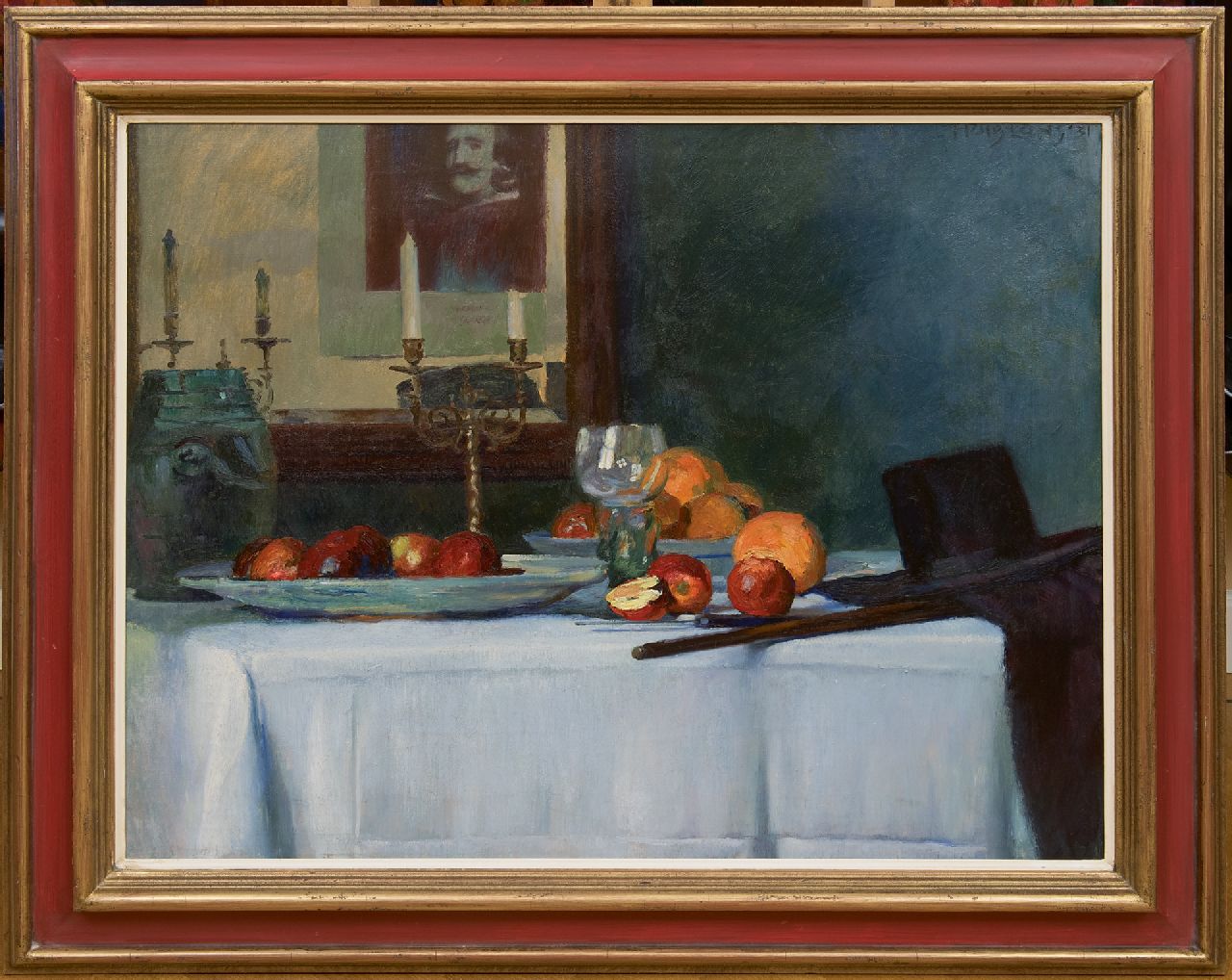 Luns H.M.  | Hubert Marie 'Huib' Luns, Stilleben mit einem Römer, Obst und Kerzenleuchtern, Öl auf Leinwand 79,1 x 97,9 cm, Unterzeichnet o.r. und datiert '31