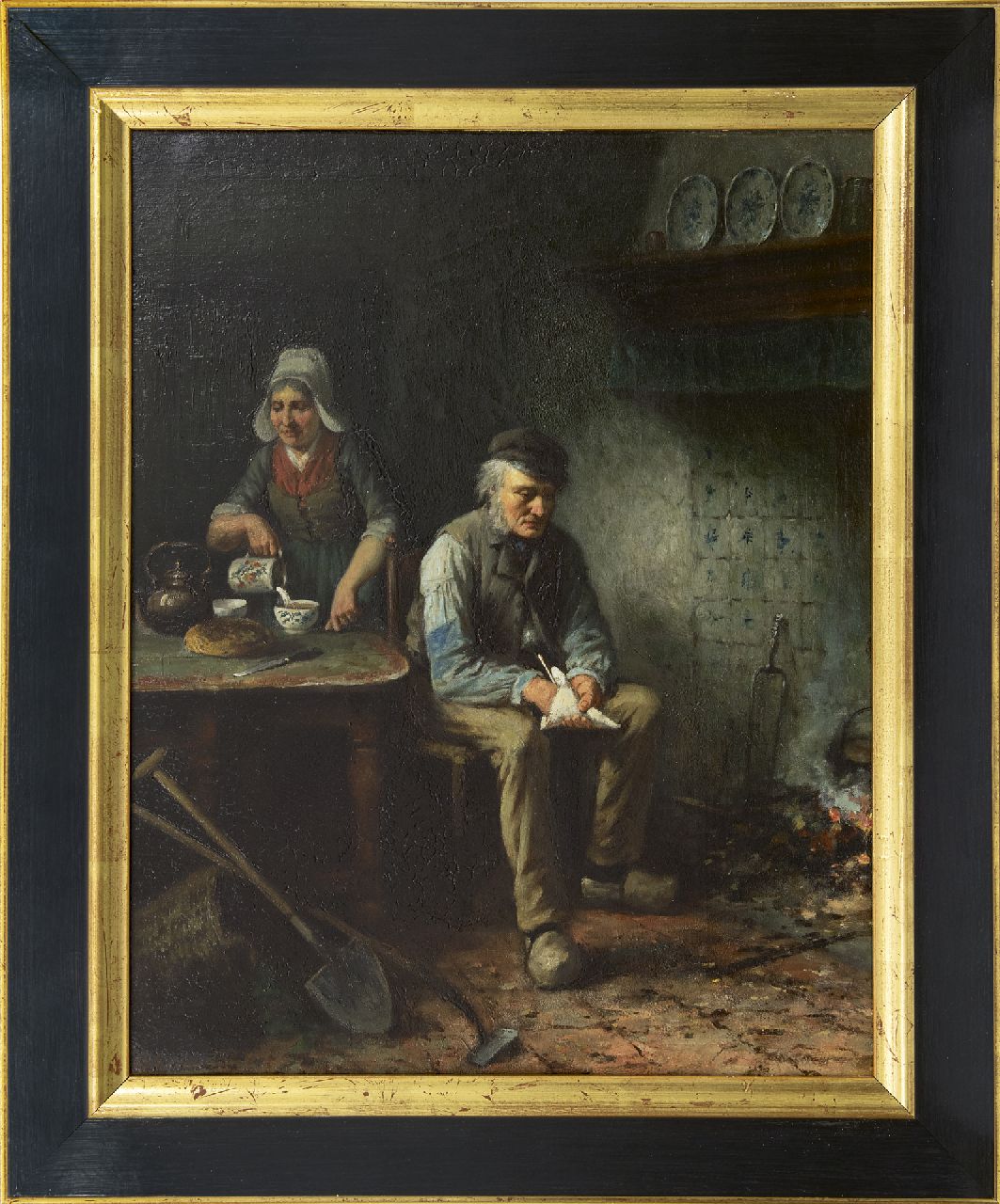 Damschreuder J.J.M.  | Jan Jacobus Matthijs Damschreuder | Gemälde zum Verkauf angeboten | Nach der Arbeit, Öl auf Leinwand 67,4 x 54,4 cm, Unterzeichnet u.l.