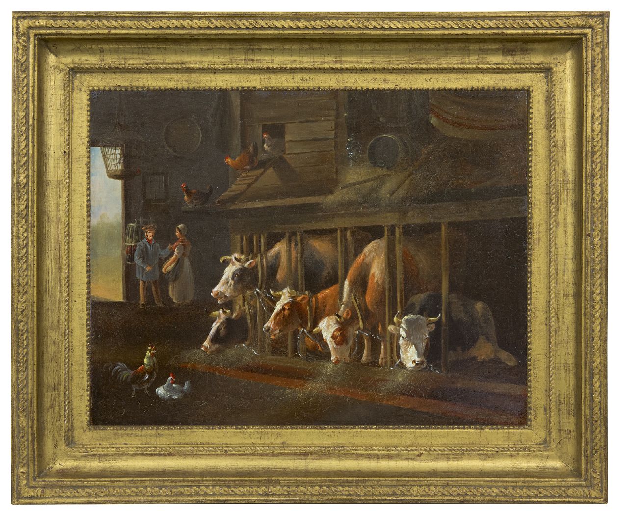 Verhoesen A.  | Albertus Verhoesen | Gemälde zum Verkauf angeboten | Im Stall, Öl auf Holz 36,7 x 47,6 cm, Unterzeichnet u.r.