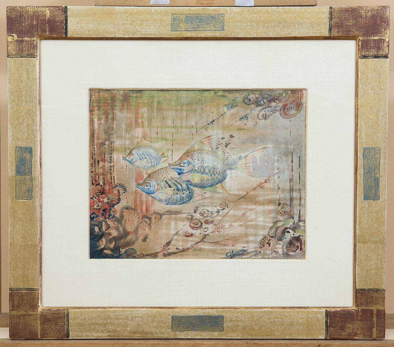 Lanooy C.J.  | Christiaan Johannes 'Chris' Lanooy, Drei Fische, Aquarell auf Papier 19,9 x 25,1 cm, Unterzeichnet r.v.d.M.