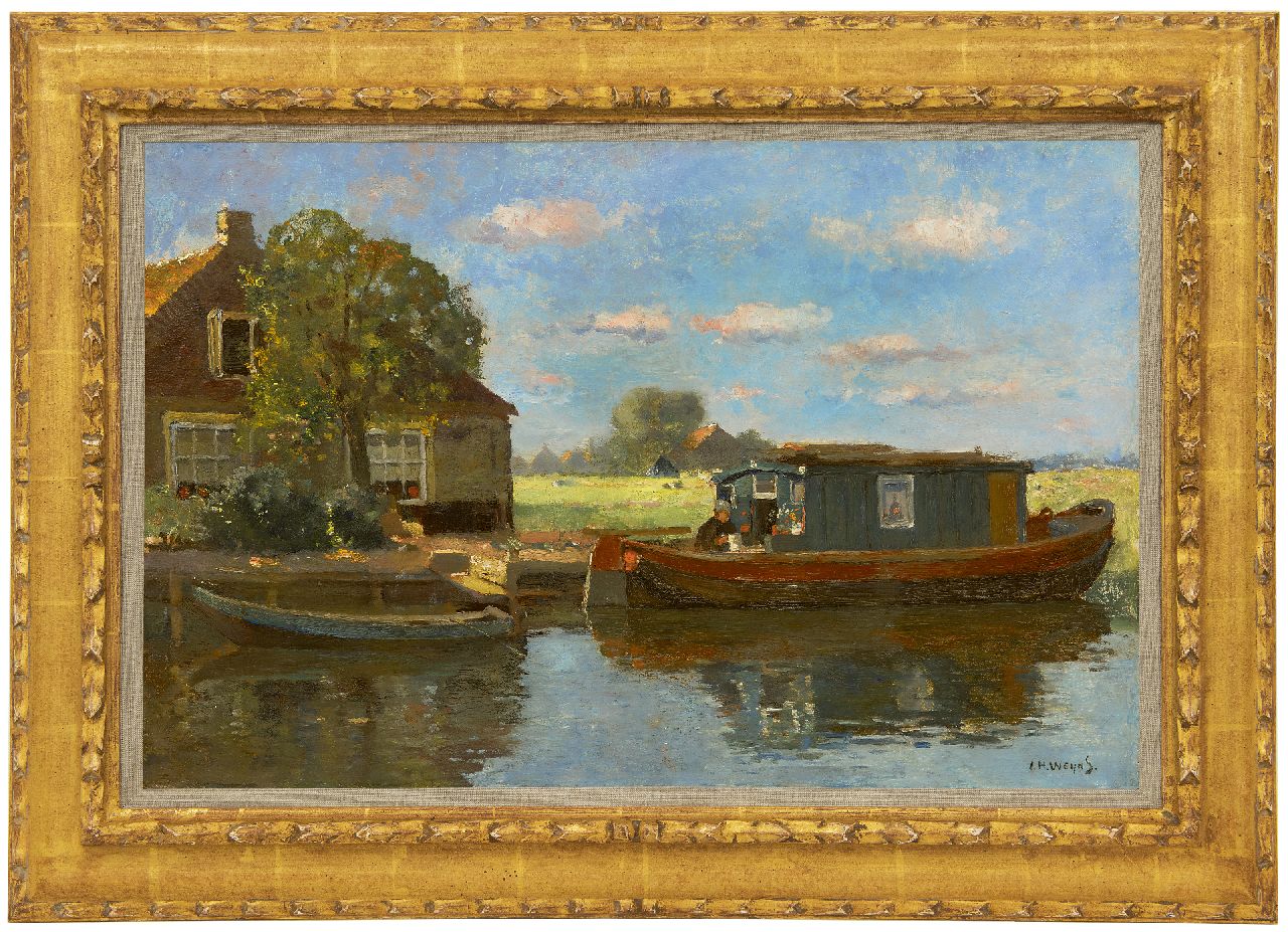 Weijns J.H.  | Jan Harm Weijns | Gemälde zum Verkauf angeboten | Angelegtes Schiff in Katwijk aan den Rhijn, Öl auf Leinwand 40,5 x 60,8 cm, Unterzeichnet u.r.