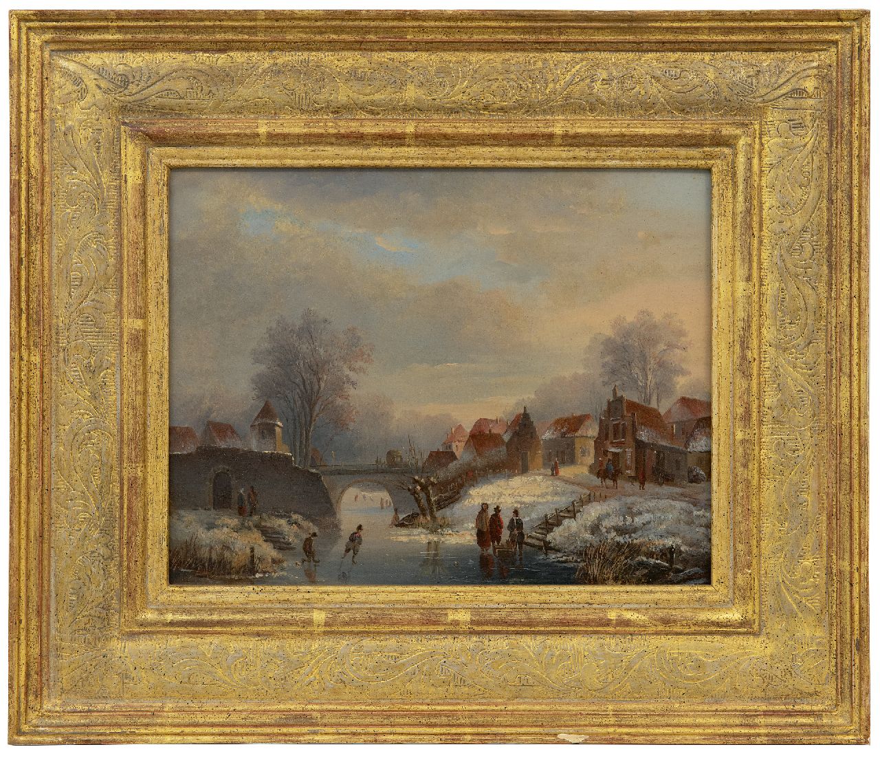 Parré M.  | Matthias Parré | Gemälde zum Verkauf angeboten | Schlittschuhvergnügen auf der Gracht, Öl auf Holz 22,0 x 30,1 cm