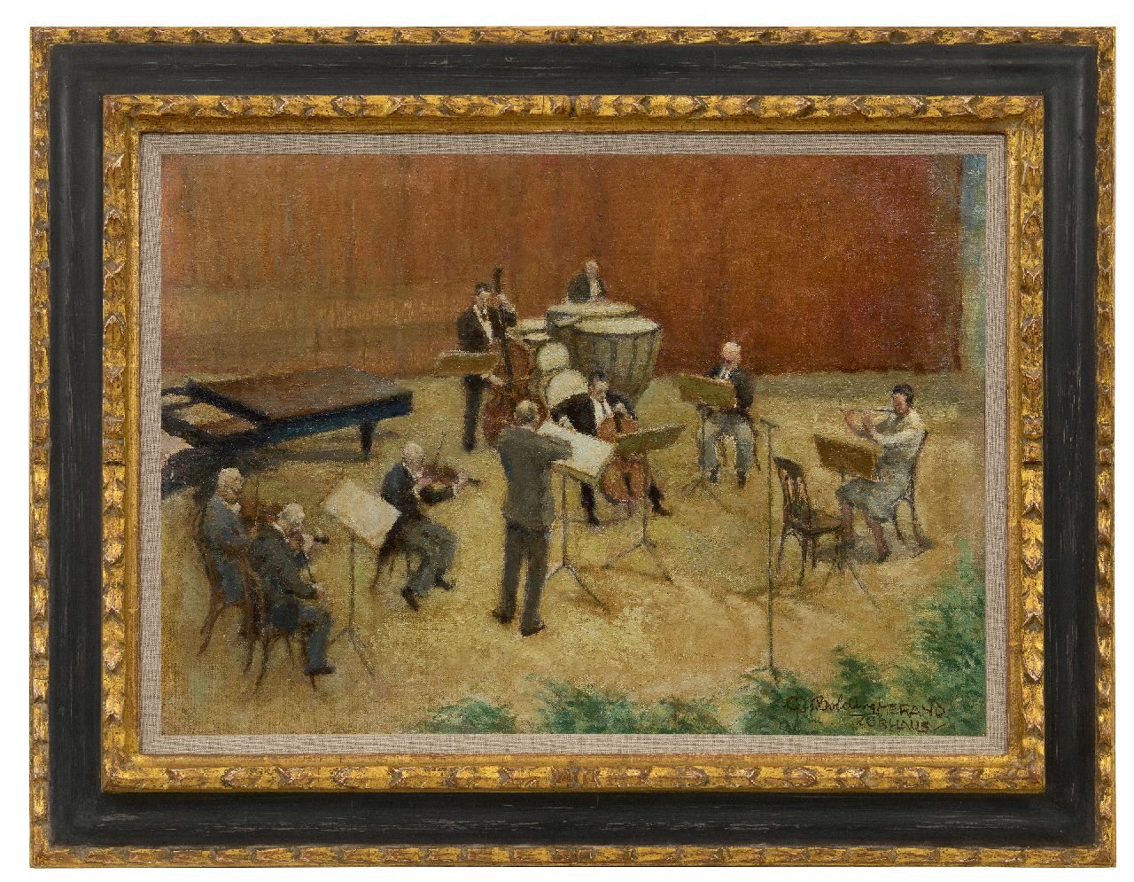 Bolding C.  | Cornelis 'Cees' Bolding | Gemälde zum Verkauf angeboten | Das Orchester vom Kurhaus zu Meran, Italien, Öl auf Leinwand 37,2 x 52,3 cm, Unterzeichnet u.r.