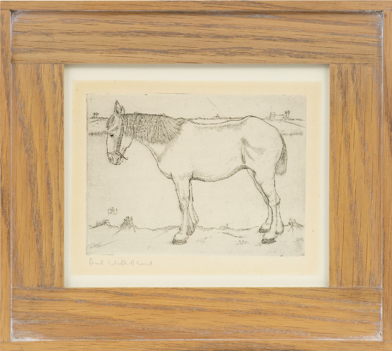 Mankes J.  | Jan Mankes, Stehendes Pferd, Radierung auf Papier 11,7 x 15,8 cm, Unterzeichnet M.l. mit Monogramm in der Zeichnung und datiert 1917