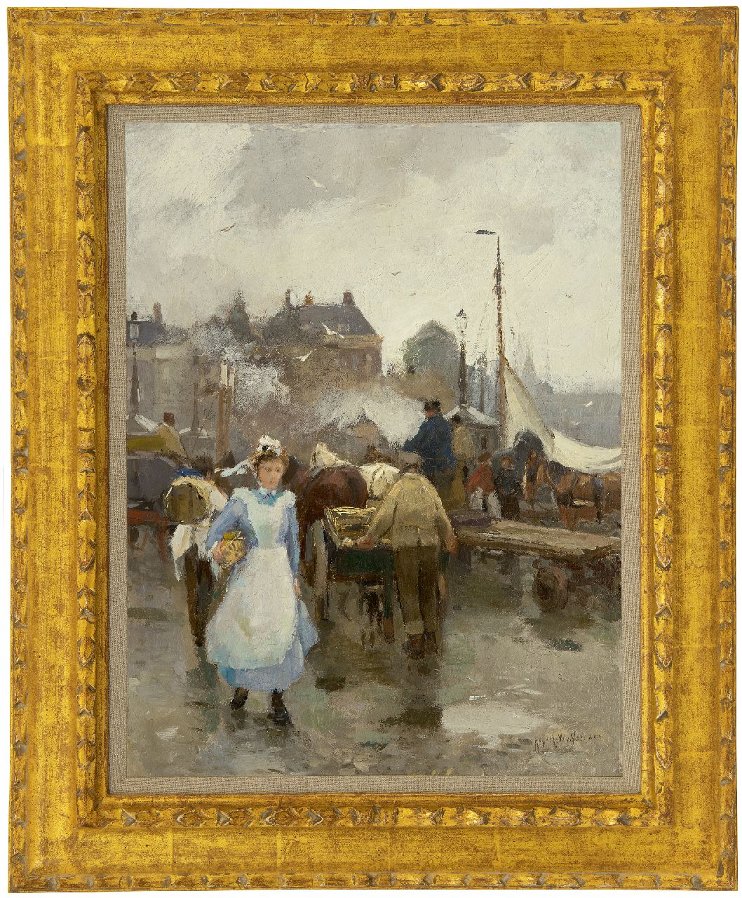 Voorden A.W. van | August Willem van Voorden, Rotterdamer Dienstmädchen, Öl auf Leinwand 47,0 x 35,9 cm, Unterzeichnet u.r.