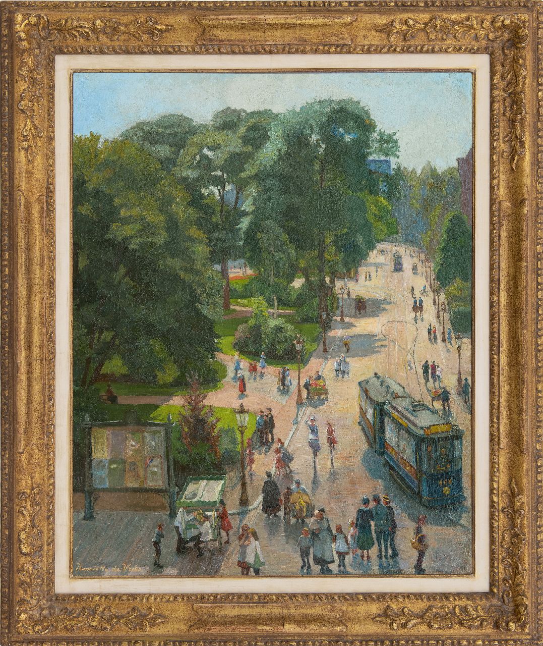 Vries S.C.H. de | Susanna Cornelia 'Henriëtte' de Vries, Blick auf das Leidse Bosje in Amsterdam, Öl auf Leinwand 77,8 x 61,9 cm, Unterzeichnet u.l.