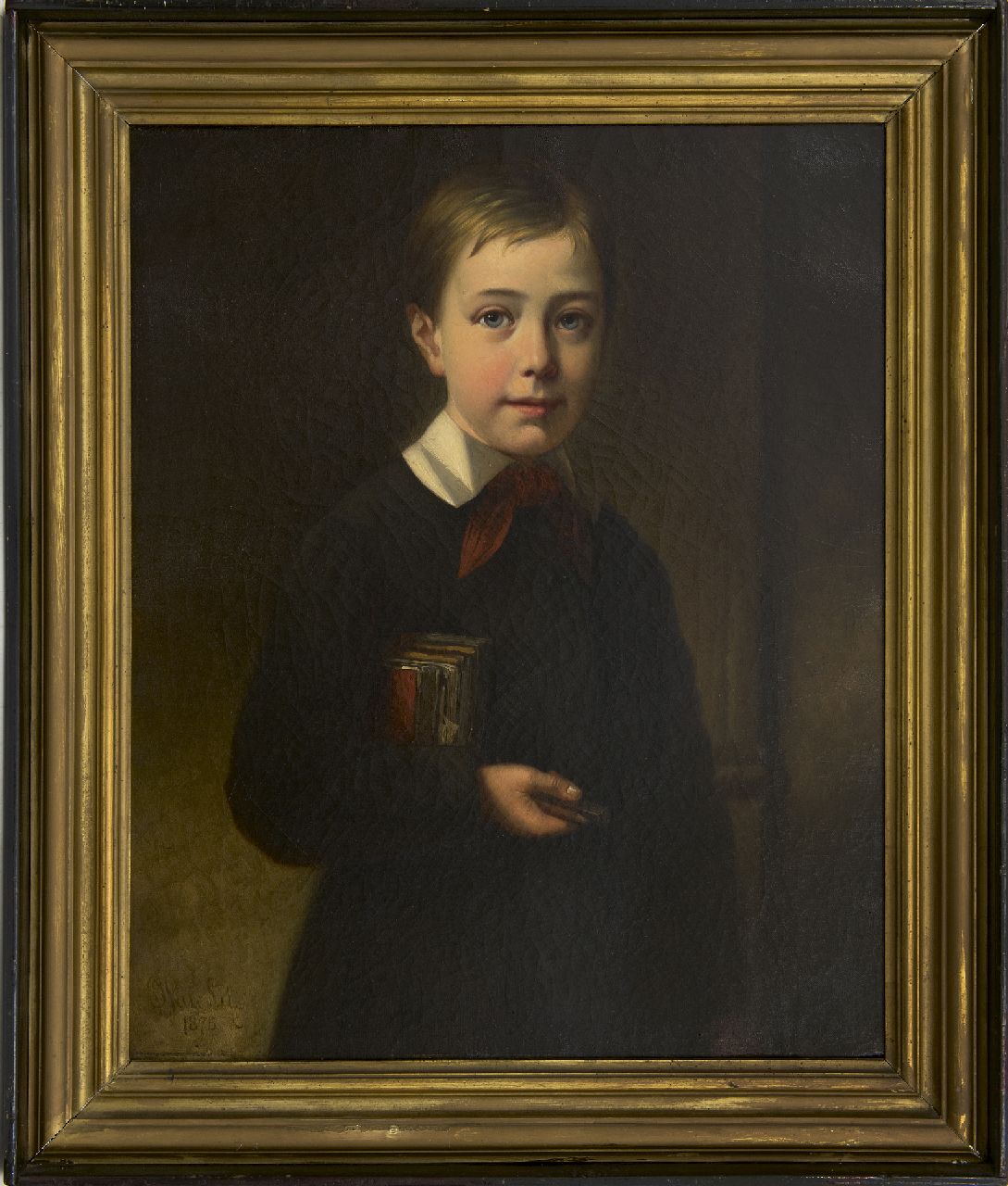 Lil J. van | Joseph van Lil | Gemälde zum Verkauf angeboten | Knabenporträt, Öl auf Leinwand 63,3 x 51,5 cm, Unterzeichnet u.l. und datiert 1875
