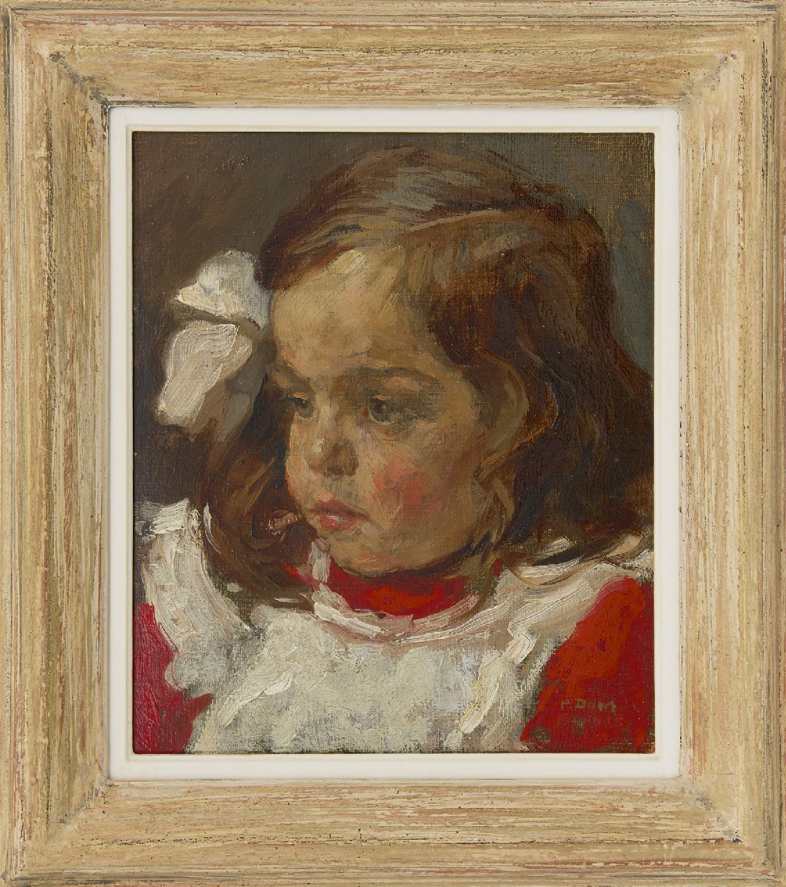 Dom P.L.C.  | Paulus Ludovicus Carolus 'Pol' Dom, Porträt eines Mädchens, Öl auf Malereifaser 29,9 x 24,8 cm, Unterzeichnet u.r.