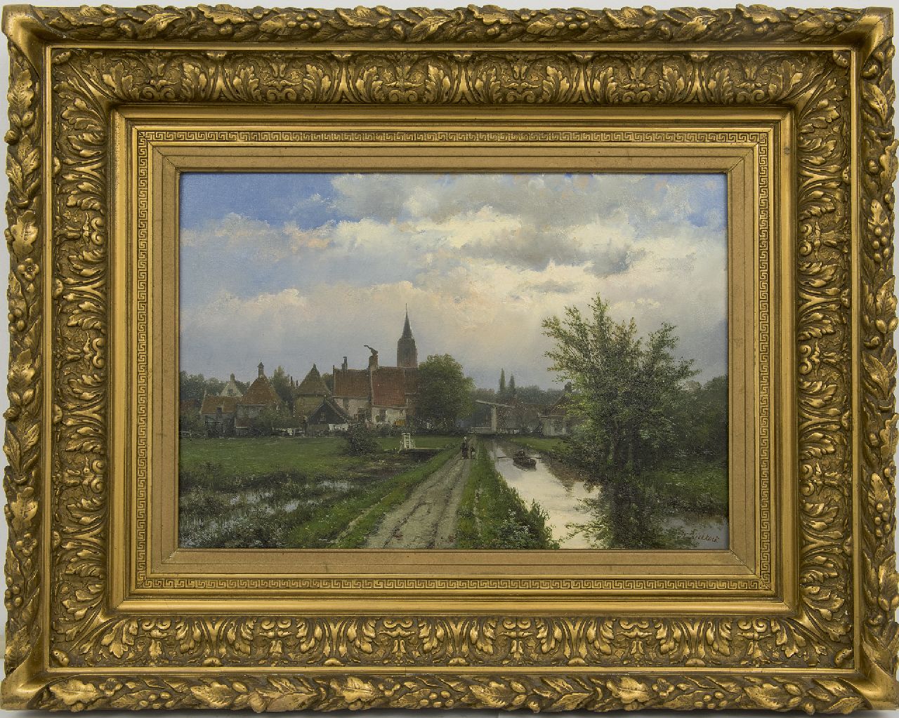 Koekkoek W.  | Willem Koekkoek, Landschaft mit Dorf im Hintergrund, Öl auf Leinwand 40,8 x 58,5 cm, Unterzeichnet u.r.