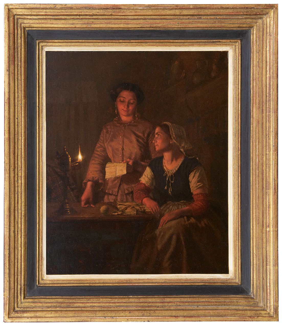 Sebes P.W.  | Pieter Willem Sebes | Gemälde zum Verkauf angeboten | Ein wichtiger Brief, Öl auf Holz 46,4 x 39,1 cm, Unterzeichnet u.l. und datiert 1858