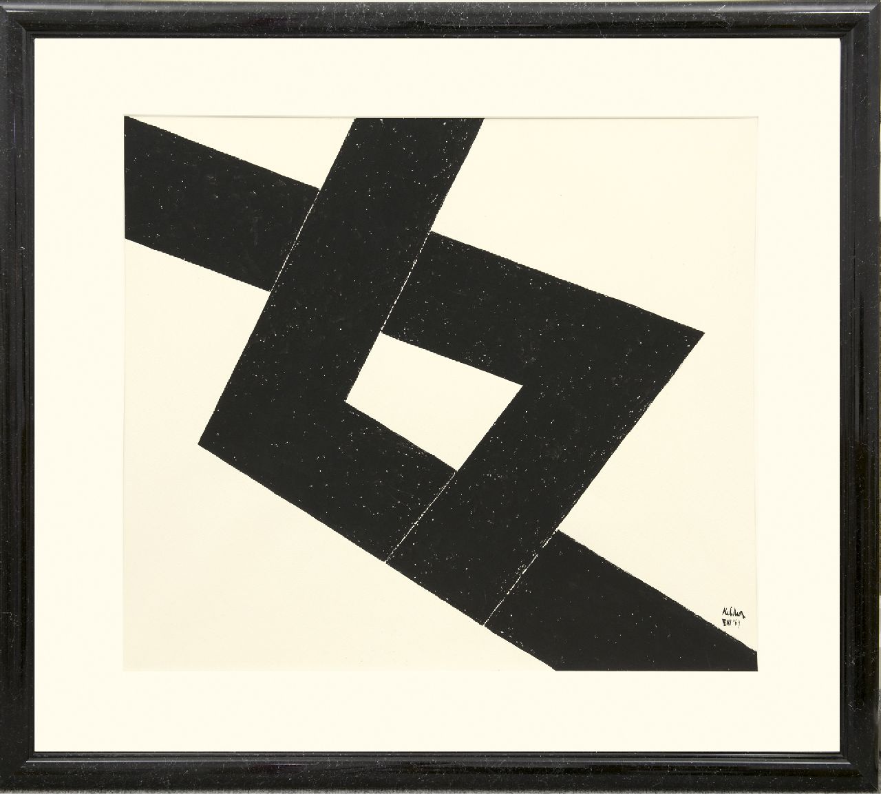 Kelder A.B.  | Antonius Bernardus 'Toon' Kelder | Aquarelle und Zeichnungen zum Verkauf angeboten | Abstrakte Komposition, Ausziehtusche auf Papier 77,0 x 68,0 cm, Unterzeichnet u.r. und datiert '69