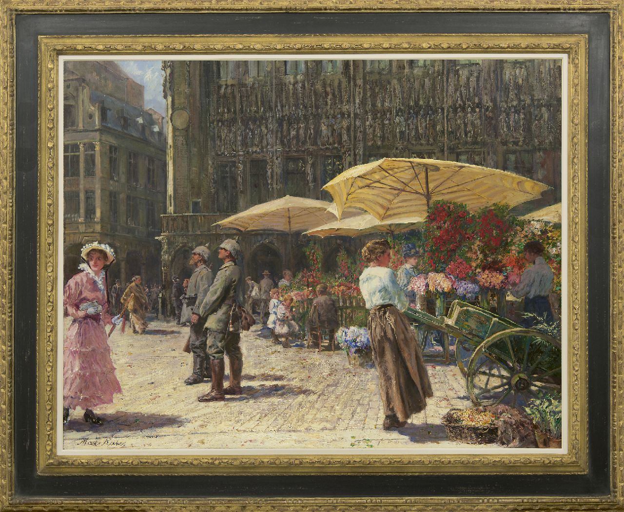 Rabes M.F.F.  | 'Max' Friedrich Ferdinand Rabes, Blumenmarkt in Brüssel, Öl auf Leinwand 80,2 x 100,2 cm, Unterzeichnet u.l.