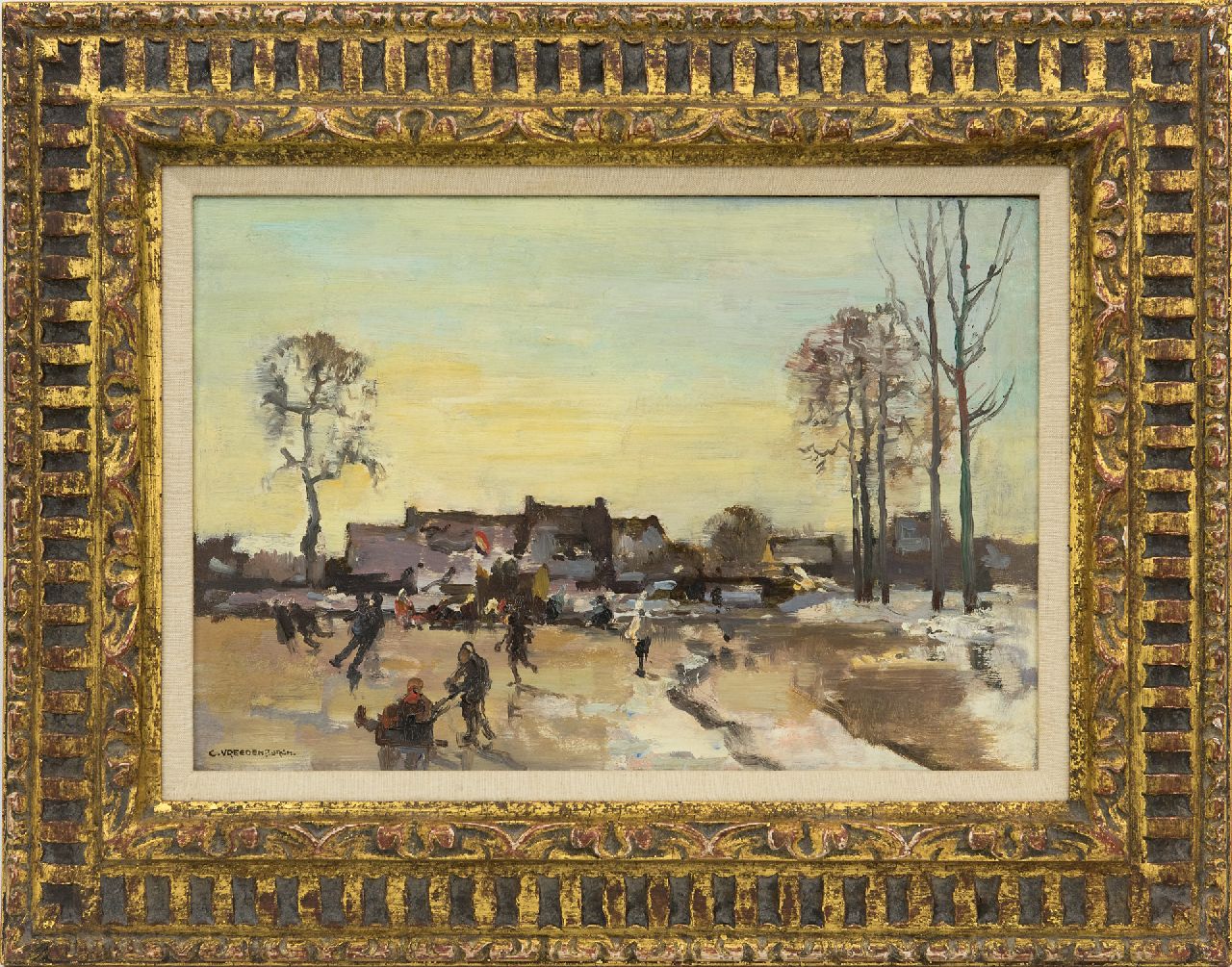 Vreedenburgh C.  | Cornelis Vreedenburgh | Gemälde zum Verkauf angeboten | Wintervergnügen, Öl auf Holz 23,9 x 35,1 cm, Unterzeichnet u.l.
