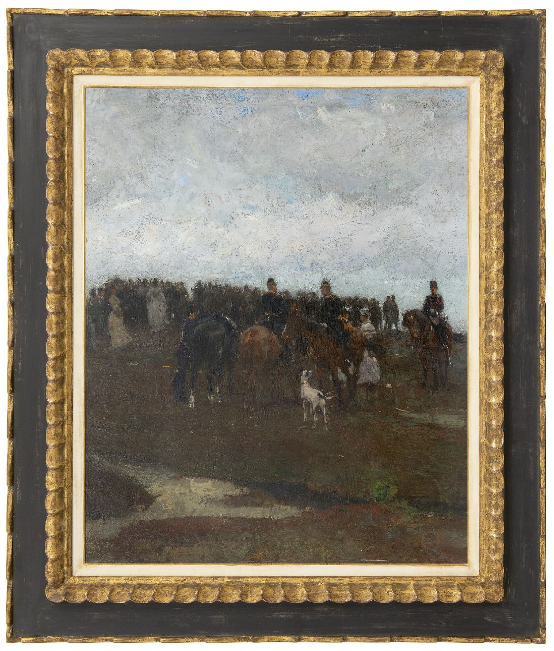 Waay N. van der | Nicolaas van der Waay, Kavaleristen mit Damen auf der Düne, Öl auf Leinwand auf Holz 70,5 x 58,0 cm, zu datieren um 1905