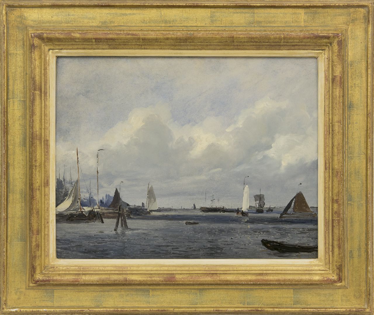 Deventer W.A. van | 'Willem' Anthonie van Deventer | Gemälde zum Verkauf angeboten | Hafenblick, Öl auf Malereifaser 33,4 x 43,4 cm