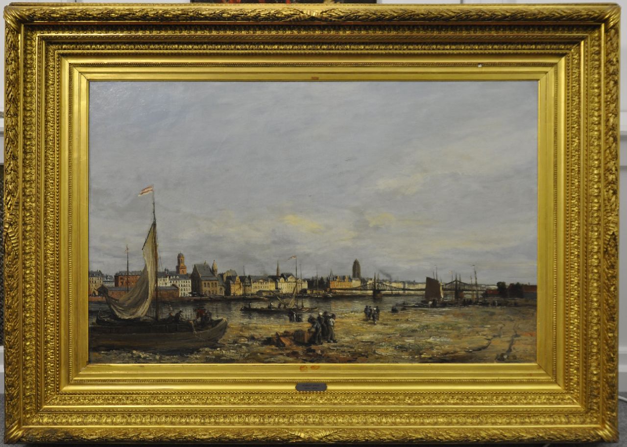 Mols R.C.G.L.  | 'Robert' Charles Gustave Laurens Mols | Gemälde zum Verkauf angeboten | Frankfurt am Main mit der 'Eiserner Steg' Brücke, von Sachsenhausen aus gesehen, Öl auf Leinwand 76,1 x 116,6 cm, Unterzeichnet u.r. und zu datieren nach 1870