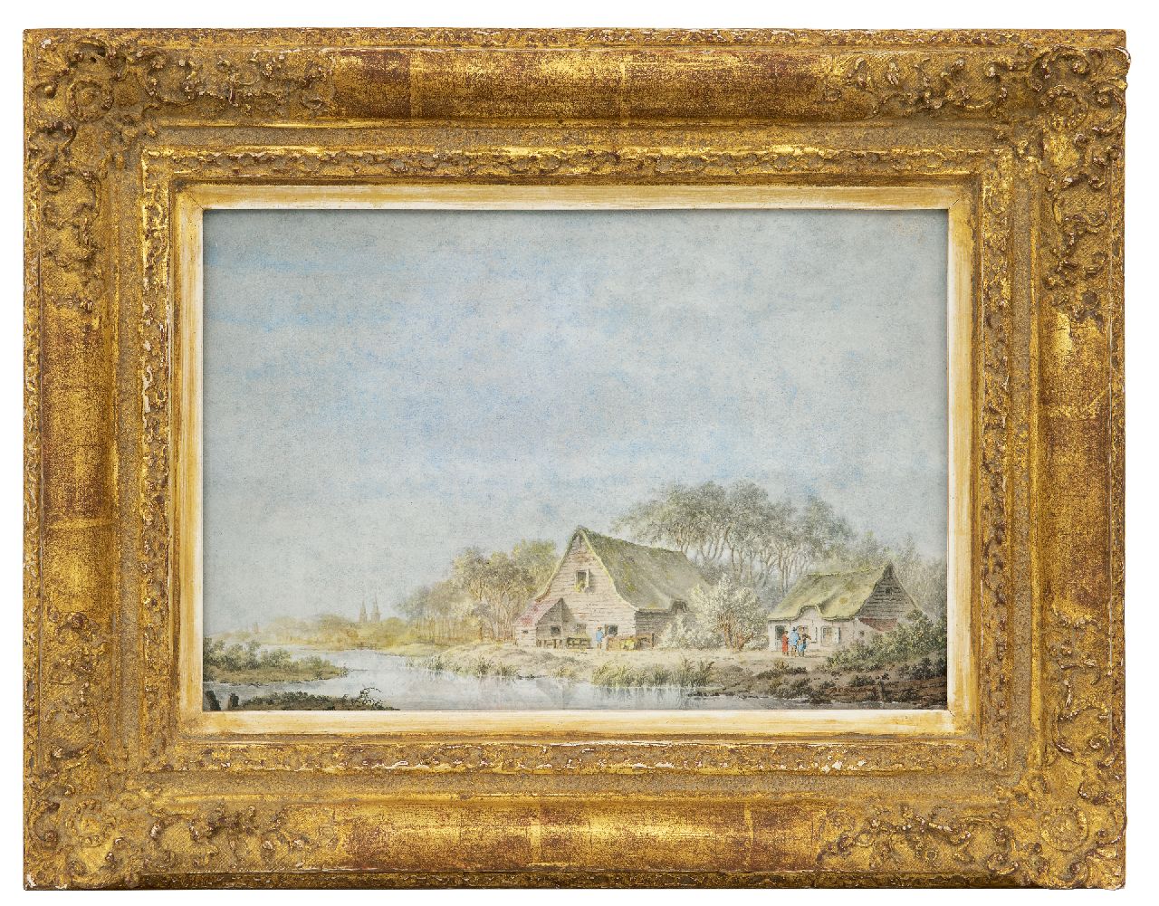 Koekkoek B.C.  | Barend Cornelis Koekkoek, Flusslandschaft, Tinte und Aquarell auf Papier 18,6 x 27,7 cm, Unterzeichnet u.r.