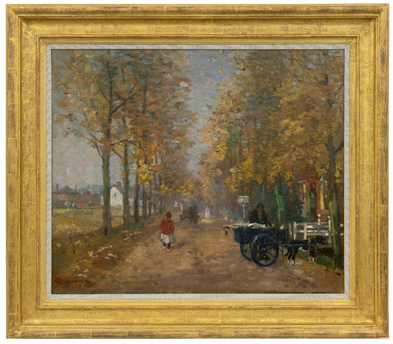 Langeveld F.A.  | Franciscus Arnoldus 'Frans' Langeveld | Gemälde zum Verkauf angeboten | Kleine Dorfallee im Herbst, Laren, Öl auf Leinwand 55,5 x 66,6 cm, Unterzeichnet u.l.