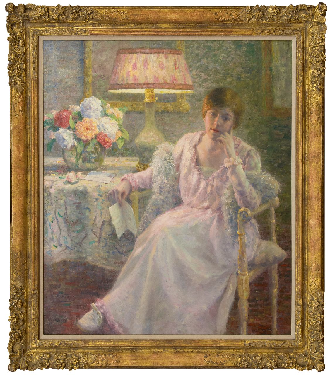 Pieters E.  | Evert Pieters | Gemälde zum Verkauf angeboten | Modischer Frau mit Brief, Öl auf Leinwand 100,1 x 85,2 cm, Unterzeichnet l.u.