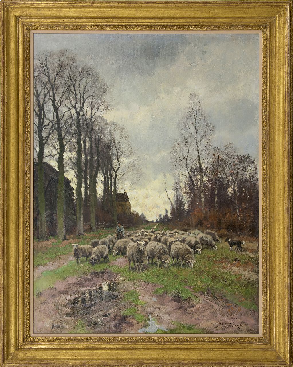 Schiedges jr. P.P.  | Petrus Paulus Schiedges jr. | Gemälde zum Verkauf angeboten | Schafe hüten, Öl auf Leinwand 121,3 x 90,6 cm, Unterzeichnet u.r.