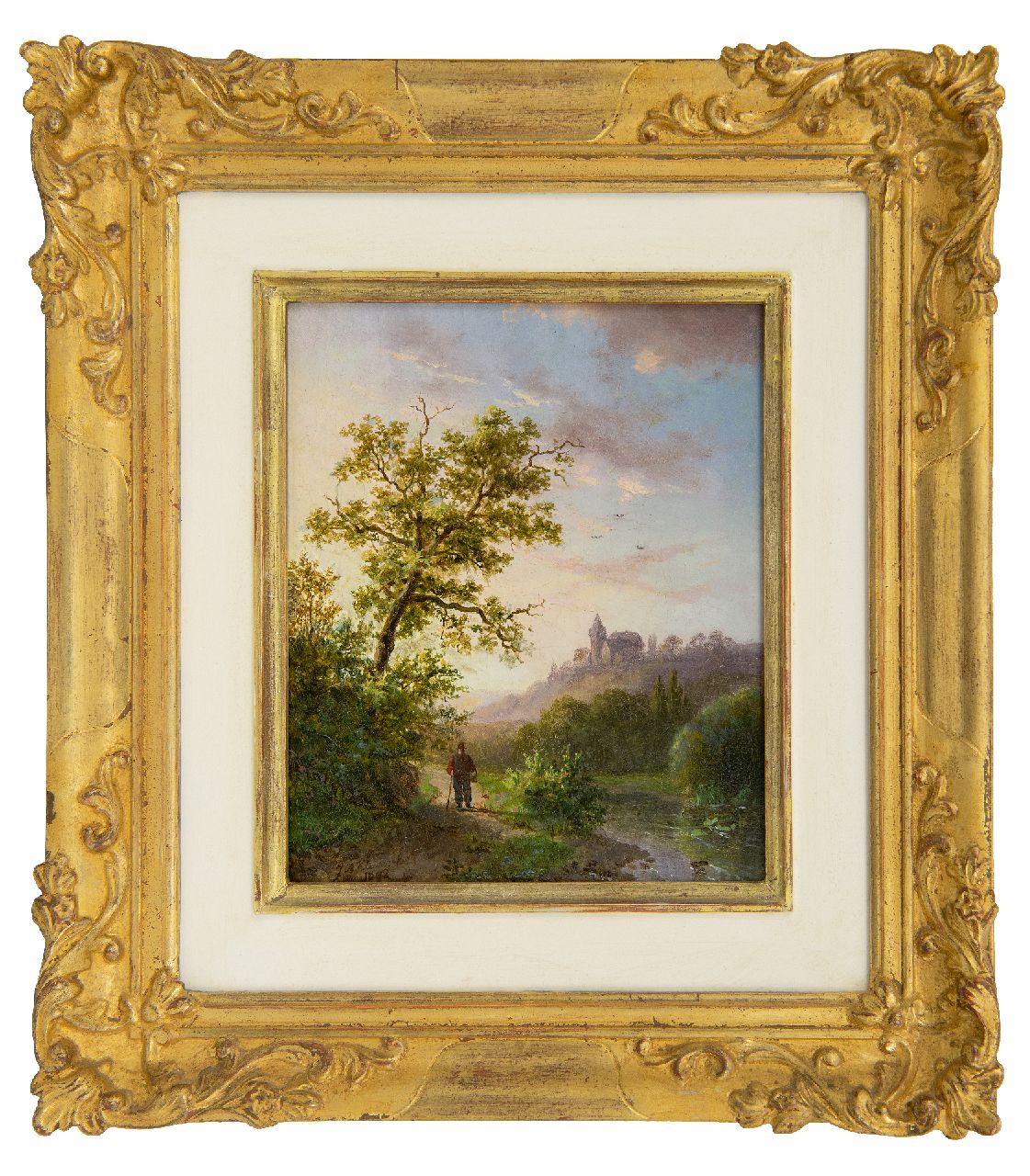 Klombeck J.B.  | Johann Bernard Klombeck, Landschaft bei Kleve, Öl auf Holz 16,3 x 13,5 cm, Unterzeichnet u.l. und datiert 1842