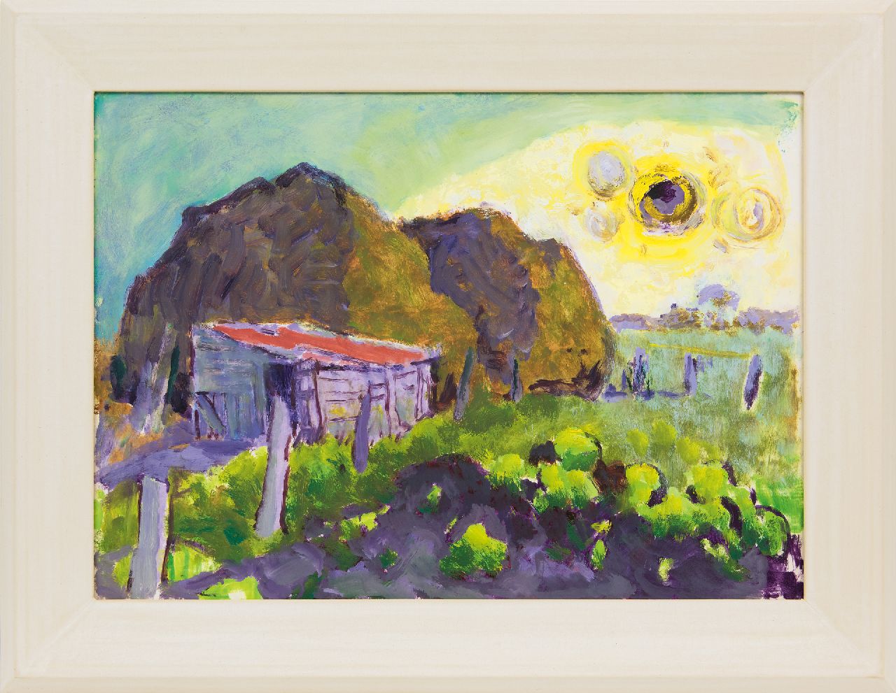 Altink J.  | Jan Altink, Scheunenhof im Sommer, Öl auf Papier 48,2 x 67,2 cm